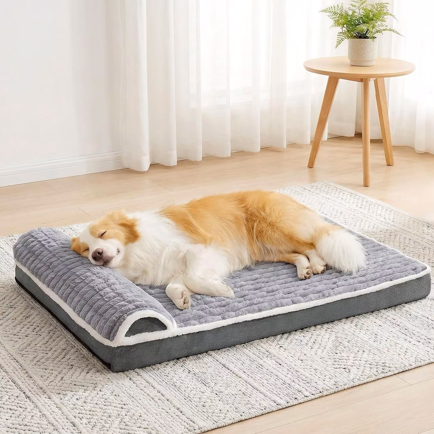 Elzusha - Cuccia ortopedica per cani, taglia XL, 106x71 cm, grigia - Impermeabile, con memory foam