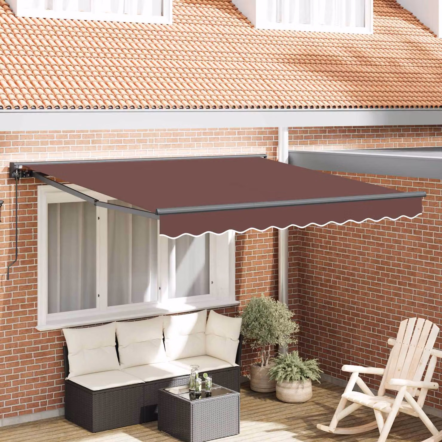 vidaXL Tendone a semi-cassonetto con motore, struttura in alluminio e copertura in poliestere, Marrone, L 300 x P 250 cm