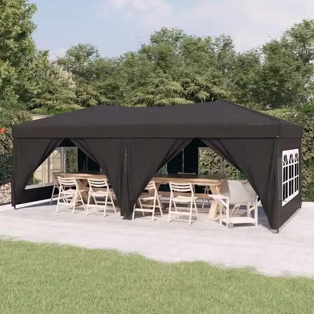 Tenda per Feste Pieghevole con Pareti Laterali-Tenda Gazebo Antracite 3x6 m 435618