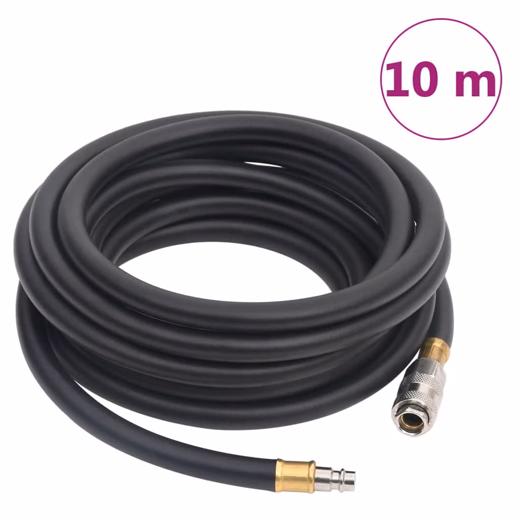 The Living Store Tubo aria ibrido nero da 10 m in gomma e PVC