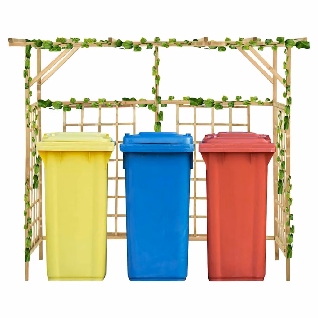 Pergolato da giardino vidaXL per tre bidoni in legno di pino impregnato, disponibile nei colori verde o marrone, L/P/H: 200 x 80 x 168 cm