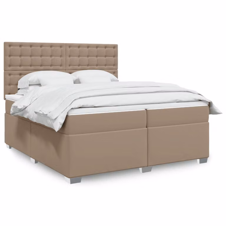 vidaXL Giroletto a Molle con Materasso in Similpelle Colore Cappuccino L/P: 200 x 200 cm