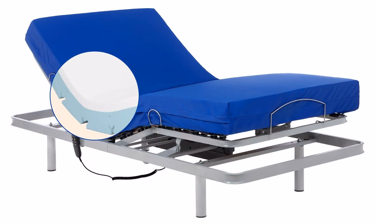 Letto regolabile con materasso in memory foam, dimensioni 80x190 cm, impermeabile