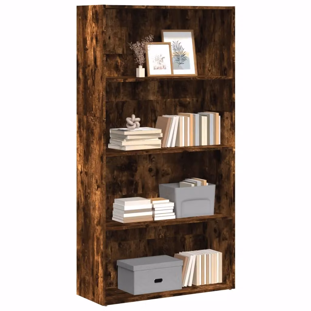 Libreria moderna vidaXL in legno multistrato e MDF, colore marrone, L 80 cm x P 30 cm x H 152 cm