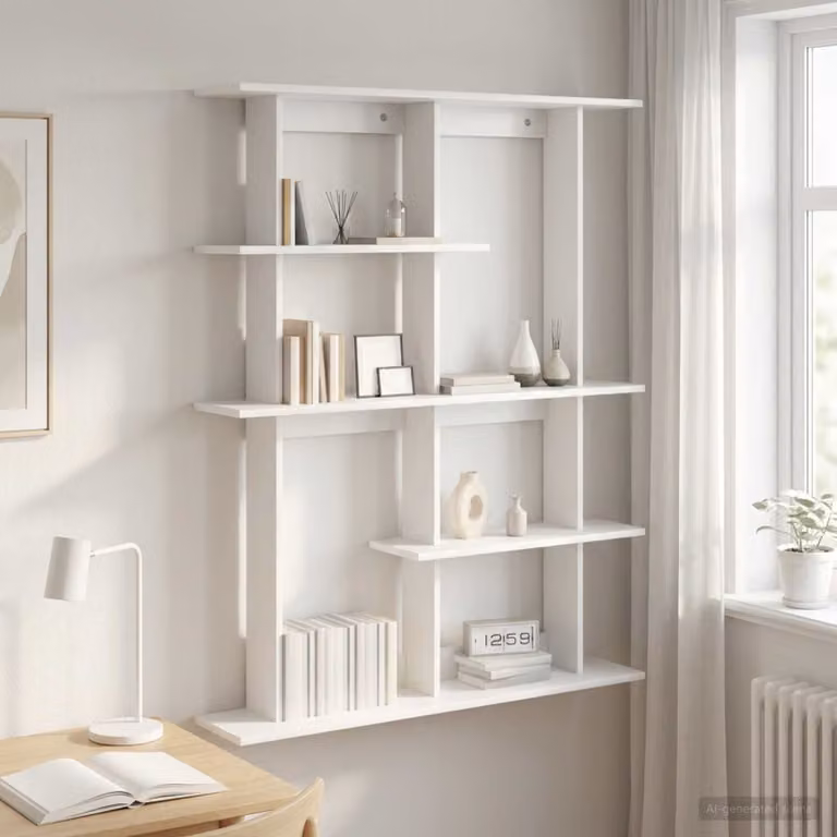 Scaffale da parete moderno vidaXL Bianco L 102 cm x P 20 cm x H 130 cm