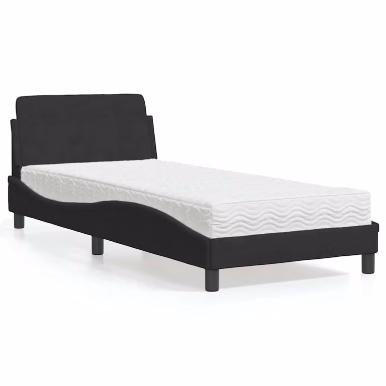 Letto con Materasso Dover vidaXL in Velluto Nero L/P/H: 80 x 200 cm