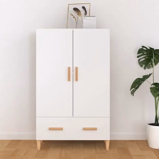 Credenza a parete vidaXL bianca in legno opaco L: 70 cm, P: 31 cm, H: 115 cm