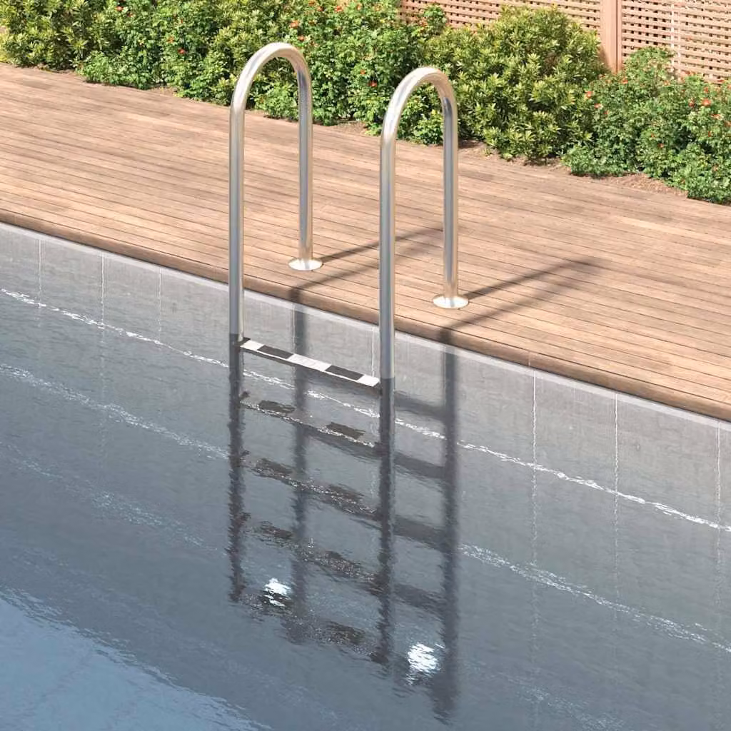 vidaXL Scala per Piscina in Acciaio Inox 304 Color Argento, L/P/H: 54 x 38 x 211 cm – 1