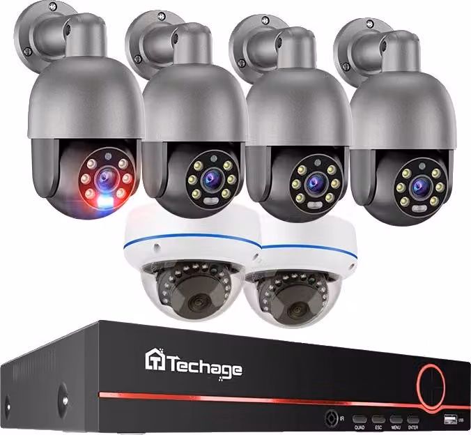 Sistema di videosorveglianza, risoluzione 5 MP, espandibile fino a 16 telecamere, NVR a 8 canali, 6 telecamere B, Nessuna-b
