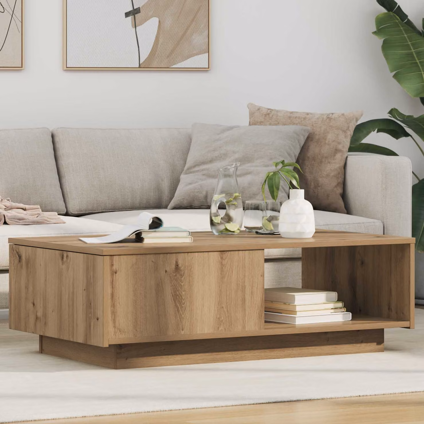 vidaXL Tavolino da salotto moderno in rovere marrone L: 95 cm, P: 55 cm, H: 31 cm