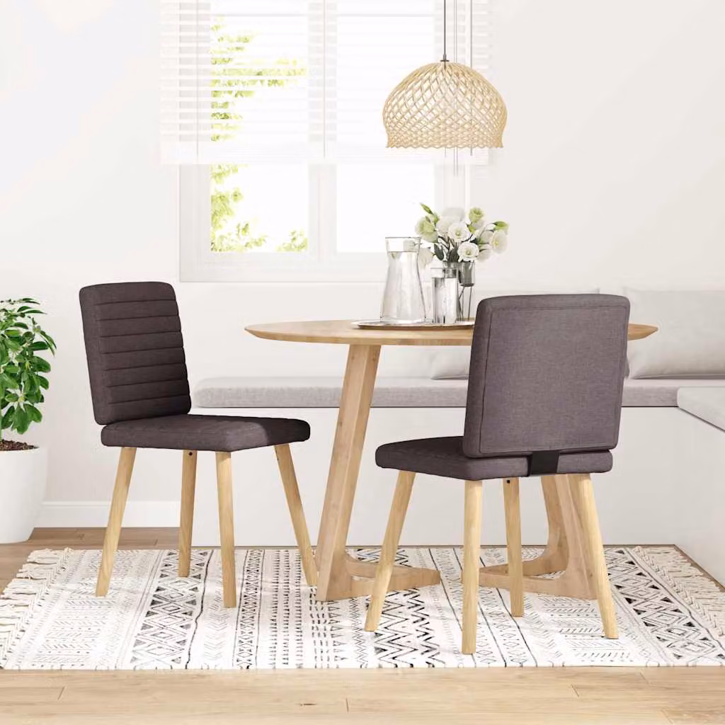 Set di 2 sedie da pranzo vidaXL in tessuto marrone scuro con struttura in legno e metallo