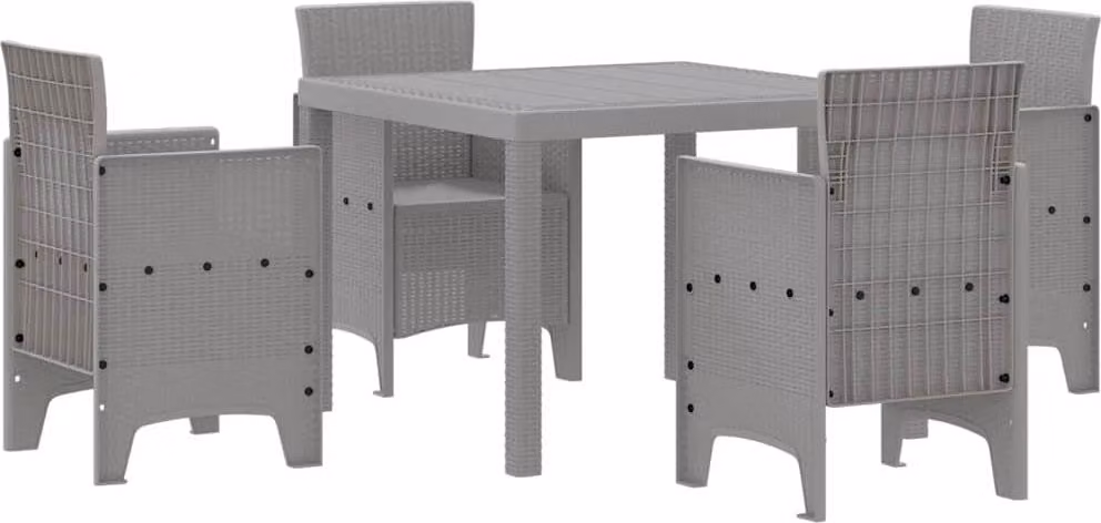 Set da Pranzo per Giardino 5 pcs Grigio chiaro Polipropilene