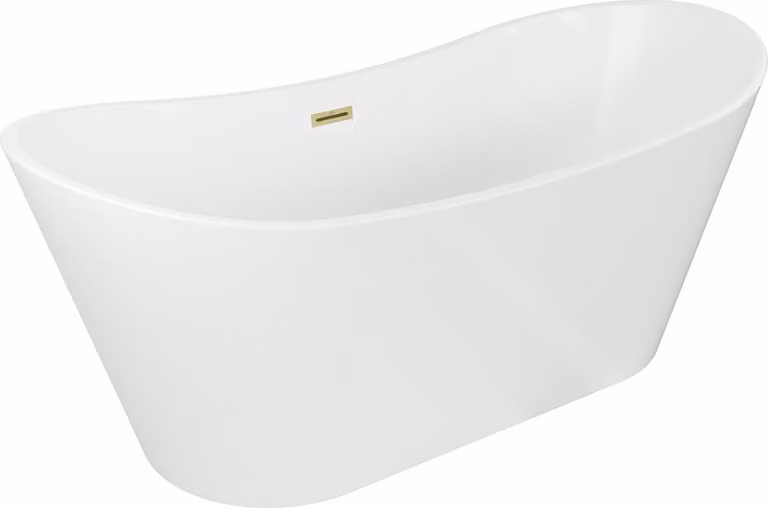 Mexen Montana vasca da bagno freestanding 180 x 90 cm, bianca, troppopieno oro spazzolato - 52011809000-55