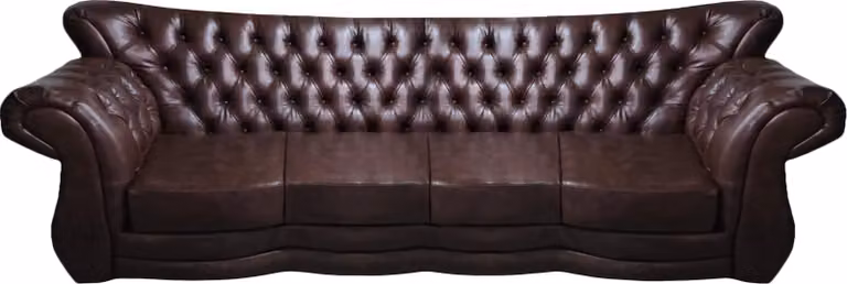 Leder Sofa Couch Viersitzer Braun Wohnzimmer Chesterfield Sitzmöbel