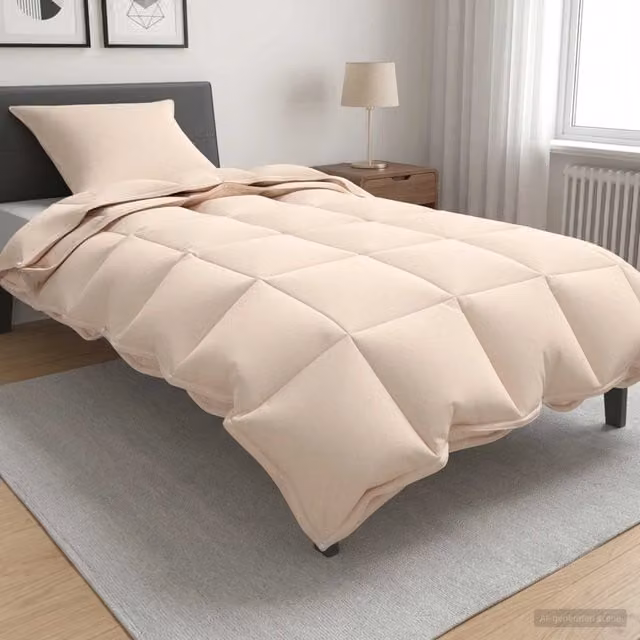 Set di piumoni e cuscini beige vidaXL in cotone, kapok e poliestere per l'estate, L: 155 cm x P: 200 cm – 1