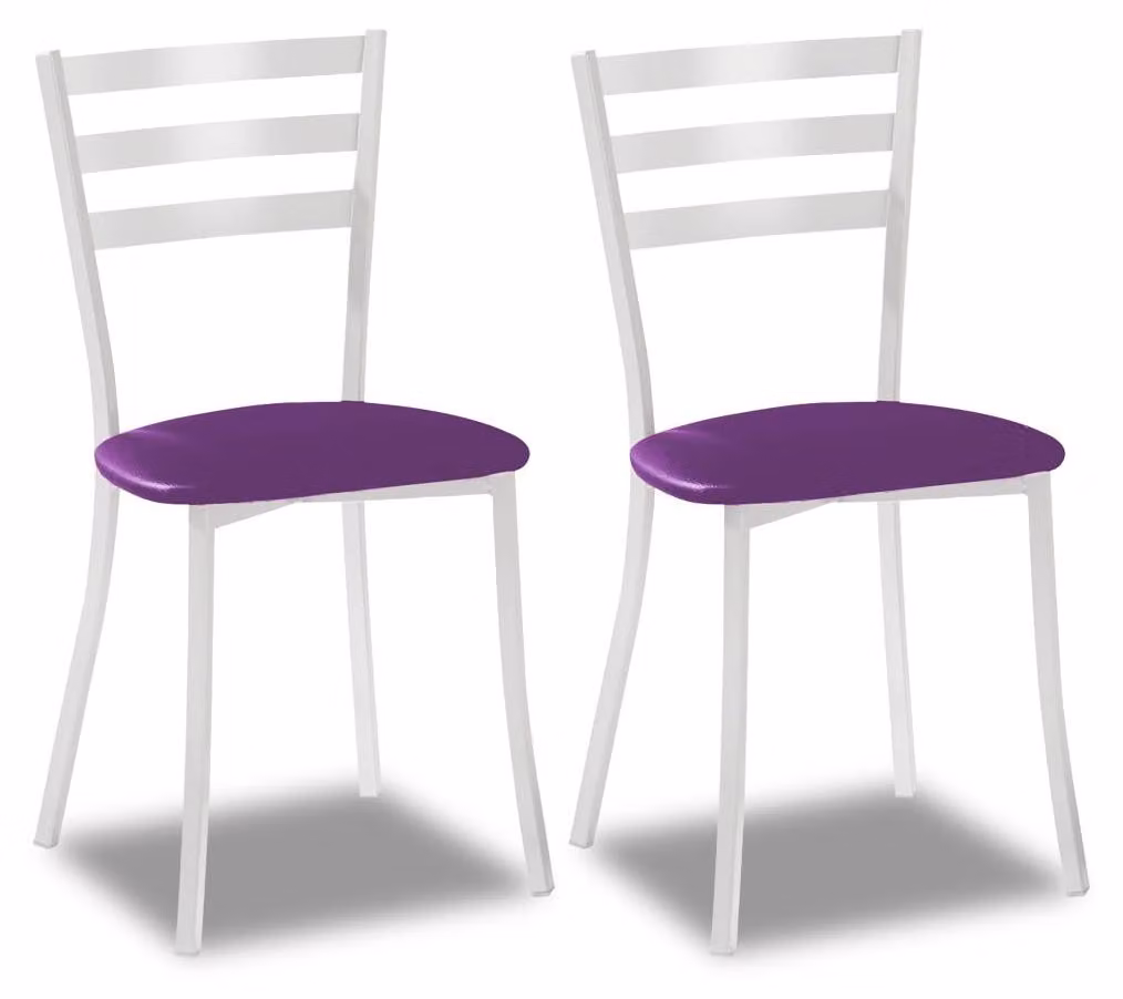 2 sedie da cucina, in metallo, color melanzana, altezza seduta 45 cm