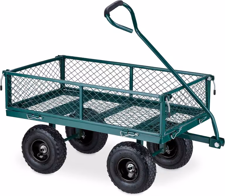 Bolderkar, carrello di trasporto pratico per il giardino, con pneumatici, capacità di carico 200 kg, carrello in acciaio, colore verde
