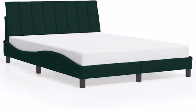 Letto matrimoniale | Letto per adulti | Giroletto senza Materasso Hanko Verde Scuro 120x200 cm in Velluto