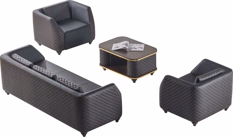 Sitzmöbel Leder 3-Sitzer Sessel Couchtisch Schwarz Braun Ledersofas