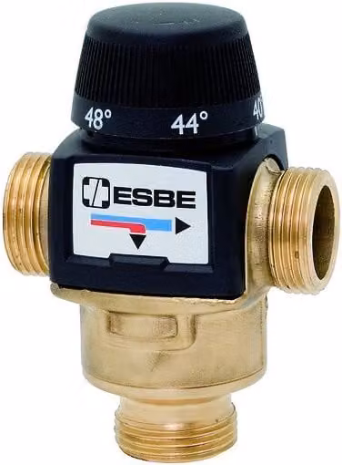 Valvola Deviatrice Termostatica a Tre Vie con Taratura Variabile 1-52 °C Esbe in Plastica Multicolore