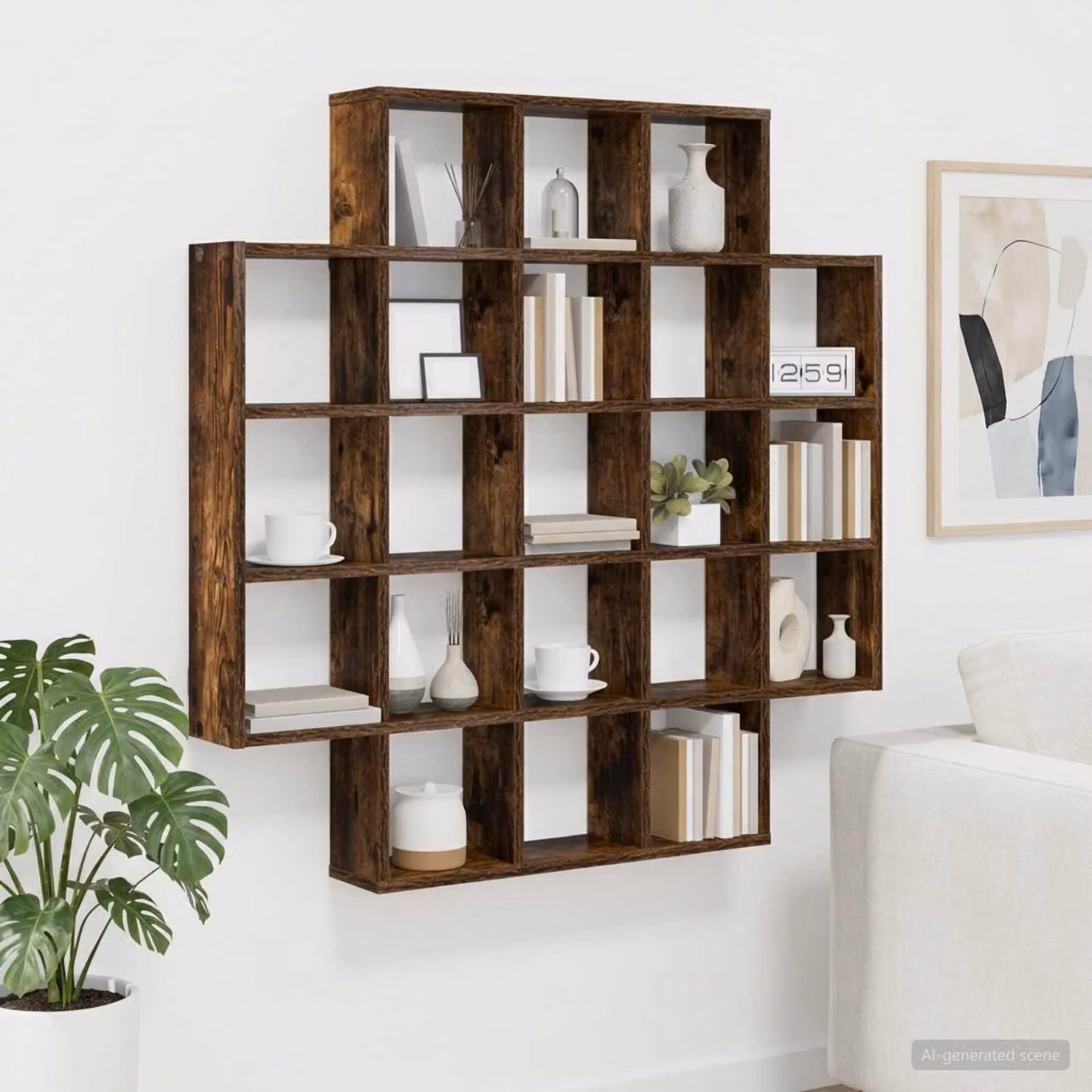 Scaffale da parete vidaXL in legno MDF, colore marrone, L 100 cm x P 13 cm x H 100 cm