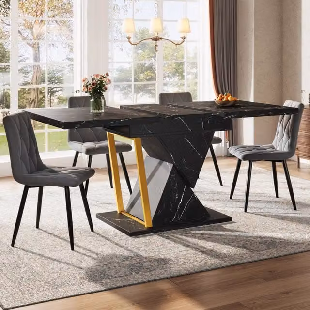 Tavolo da Pranzo Allungabile ¨C MINIMAL ¨C Nero, Legno, 110(140)x80x76 cm, 6 Persone
