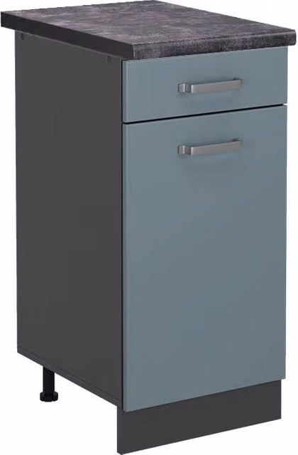 Mobiletto base per cucina Vicco R-Line Grigio-blu e Antracite con ante a battente e cassetti, L: 40 cm, H: 81,6 cm, P: 60 cm – 1