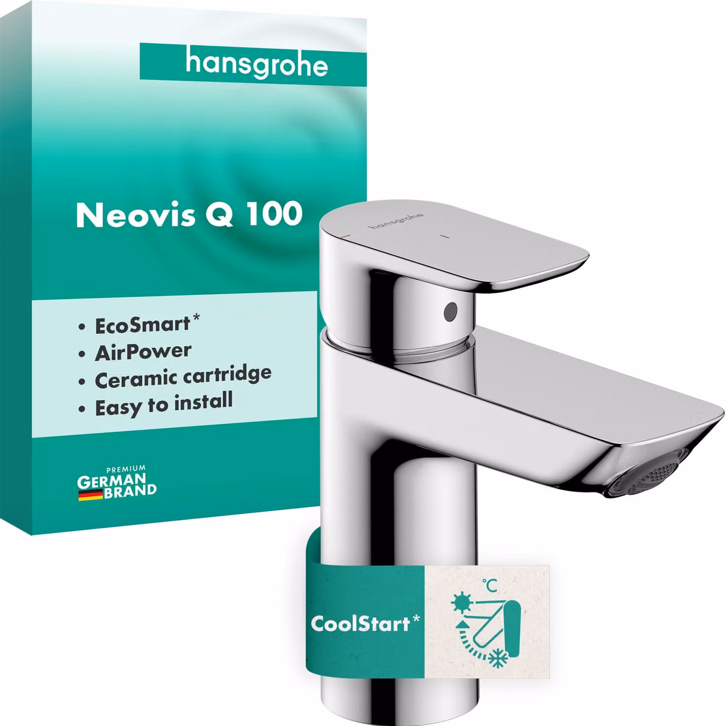 Miscelatore per lavabo, finitura cromata, portata massima di 5 litri al minuto, monoblocco, metallo