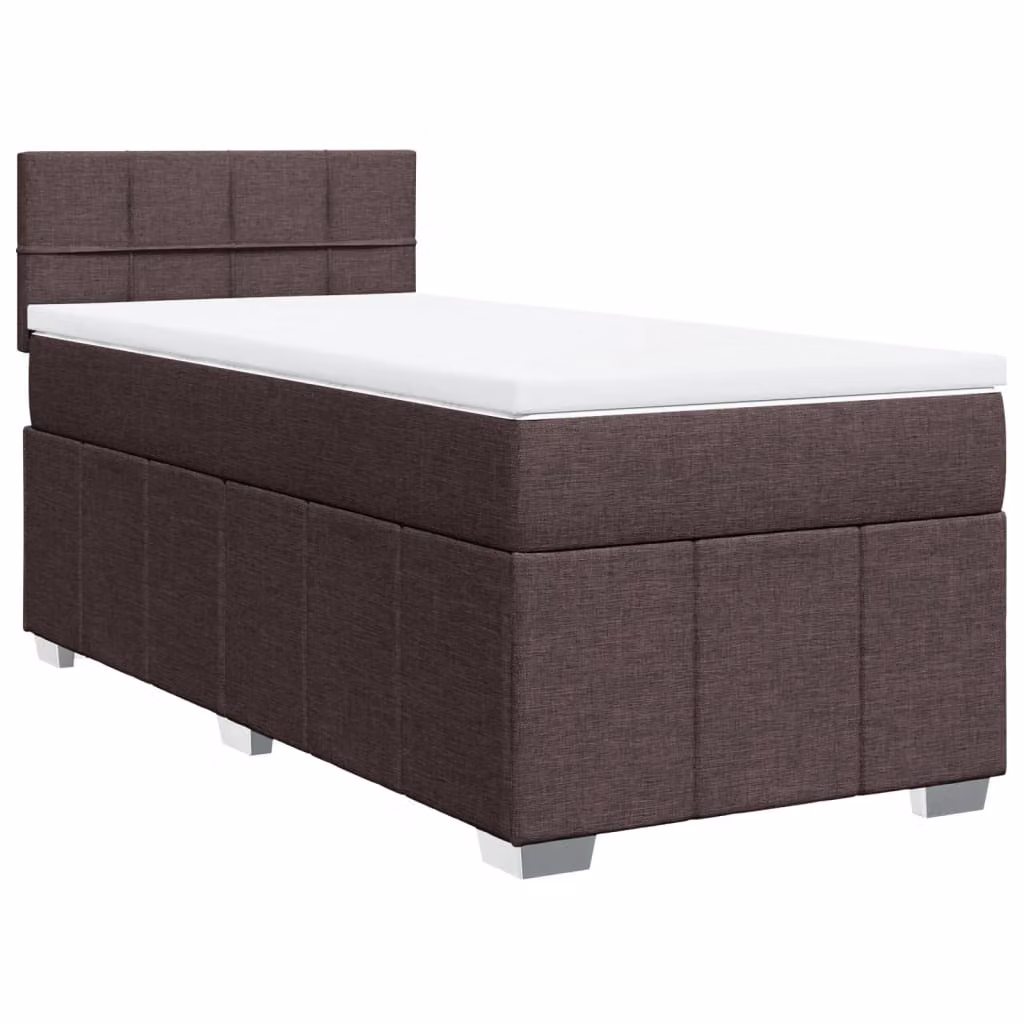 Giroletto a Molle con Materasso Marrone Scuro 100x200cm Tessuto