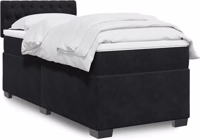 Giroletto a Molle con Materasso-Struttura Letto Nero 80x200 cm in Velluto 483196