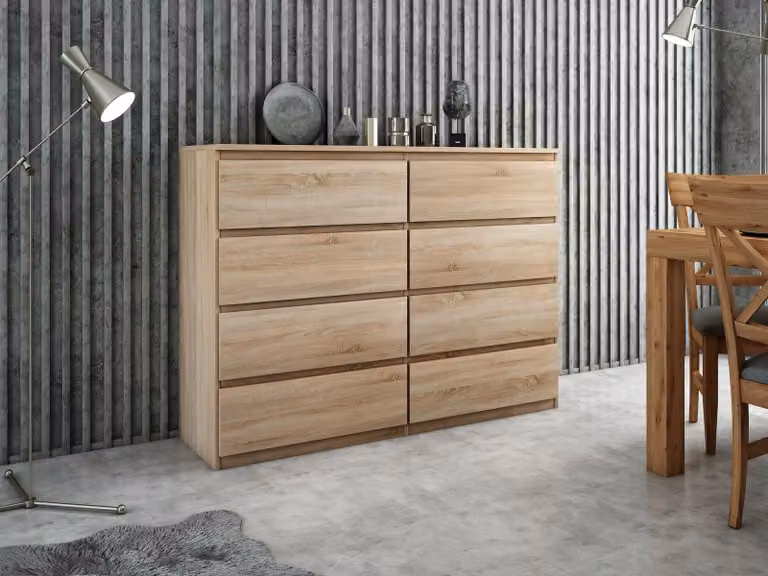 Comodino pratico da 120 cm con 6 cassetti e ampio spazio di archiviazione