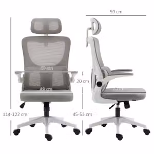Sedia da ufficio ergonomica OKWISH grigia con poggiatesta, braccioli e altezza regolabile per home office – 2
