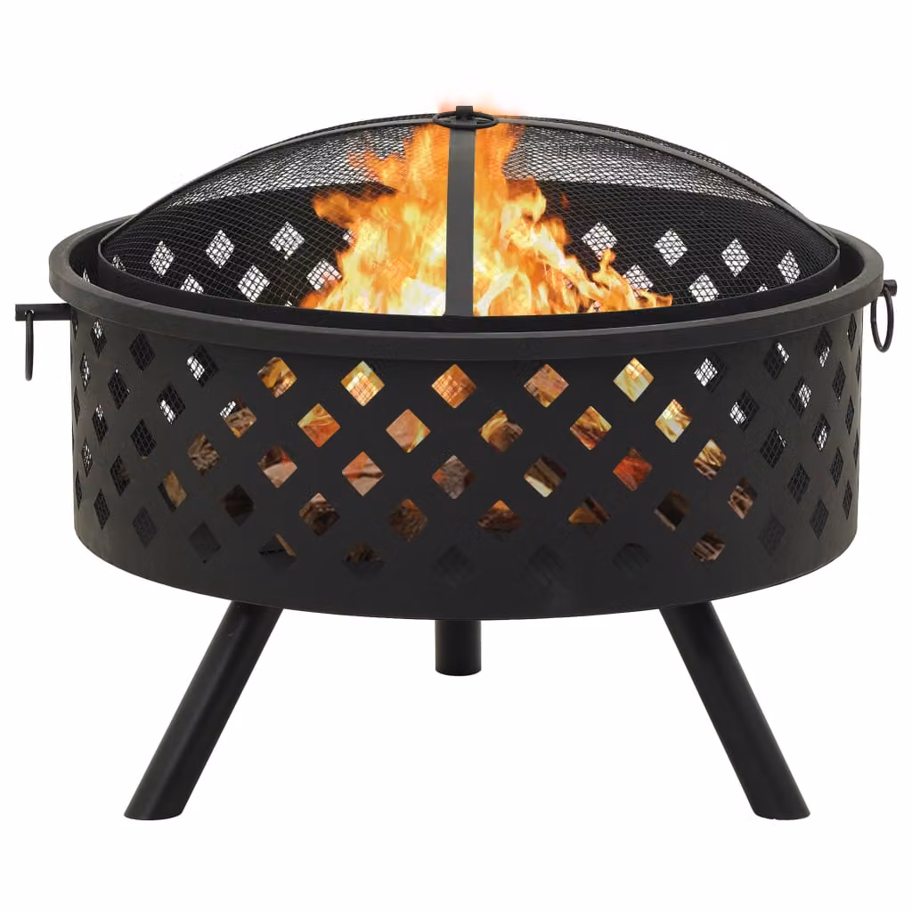 The Living Store Pozzetto con attizzatoio 68 cm XXL in acciaio
