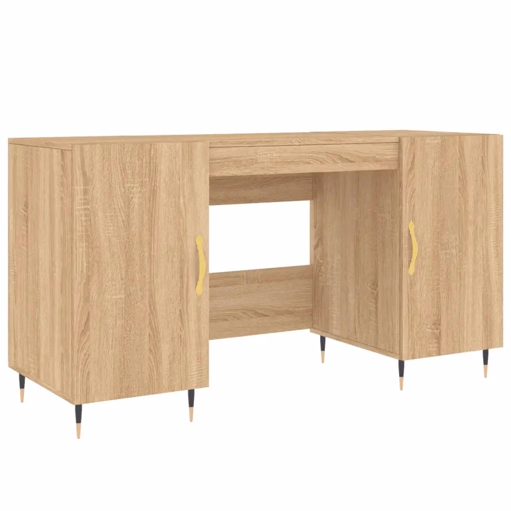 Scrivania vidaXL in stile industriale con piano in legno rovere e struttura in metallo, L/P/H: 140 x 50 x 75 cm – 2