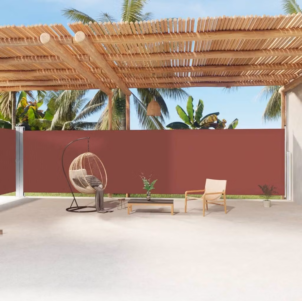 The Living Store Tenda laterale estensibile marrone 200x1200 cm