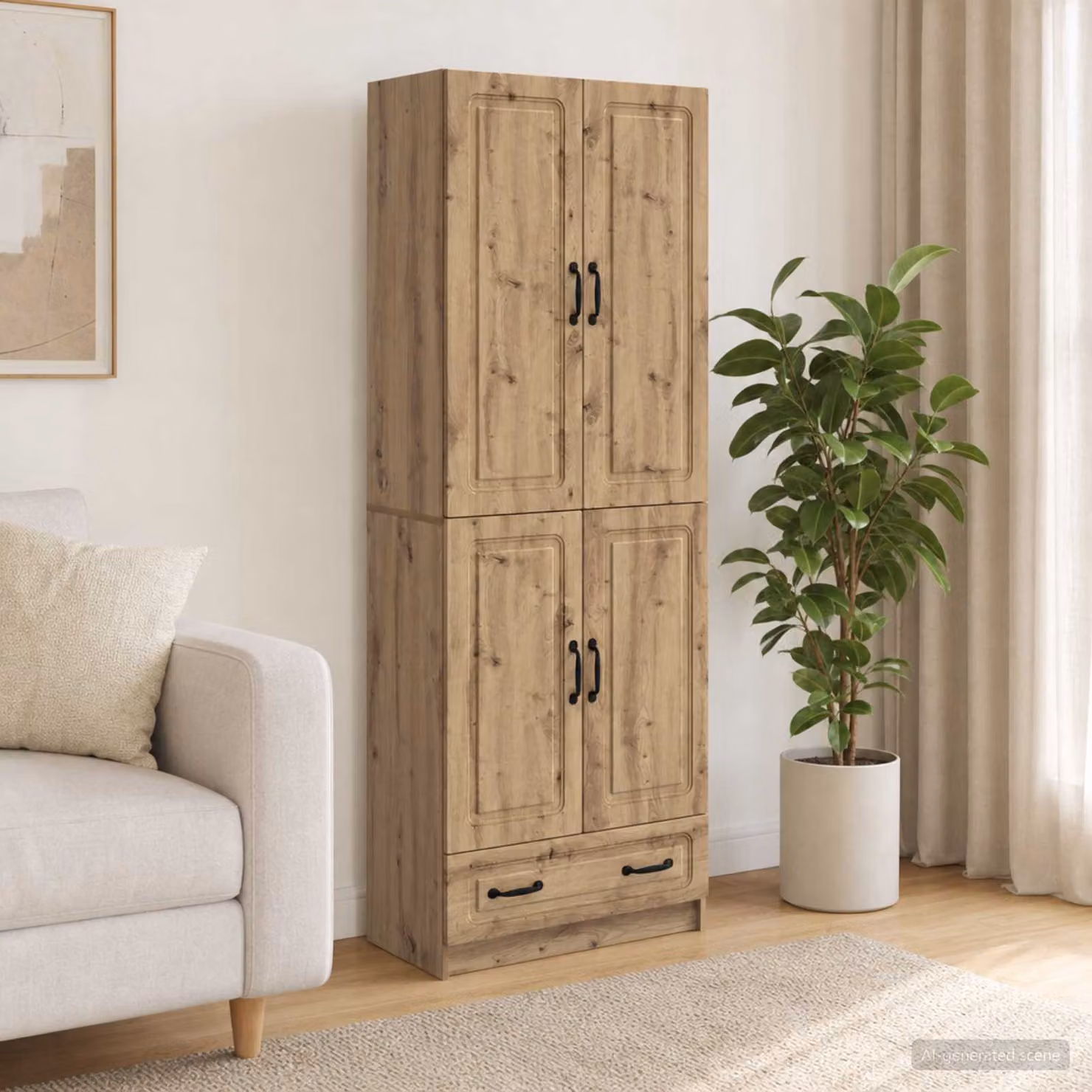 Set di 2 armadi vidaXL in legno ingegnerizzato stile rustico colore rovere marrone con ripiani e cassetti interni L/P/H: 92 x 34,5 x 66 cm