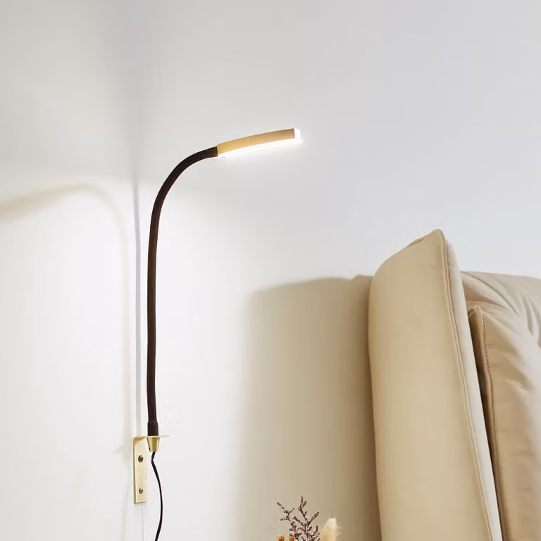 Applique da parete a LED Flexola Lindby, dimmerabile, Nero, Camera da letto, Metallo, Applique a LED