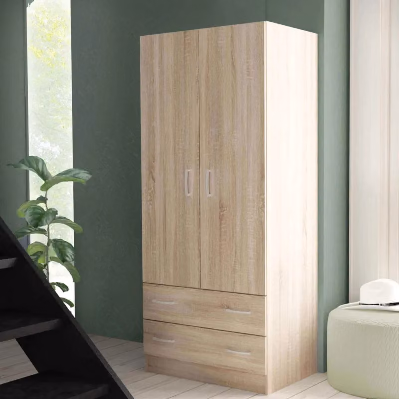 Armadio COSMA con 2 ante e cassetti integrati in finitura rovere beige e marrone – 2