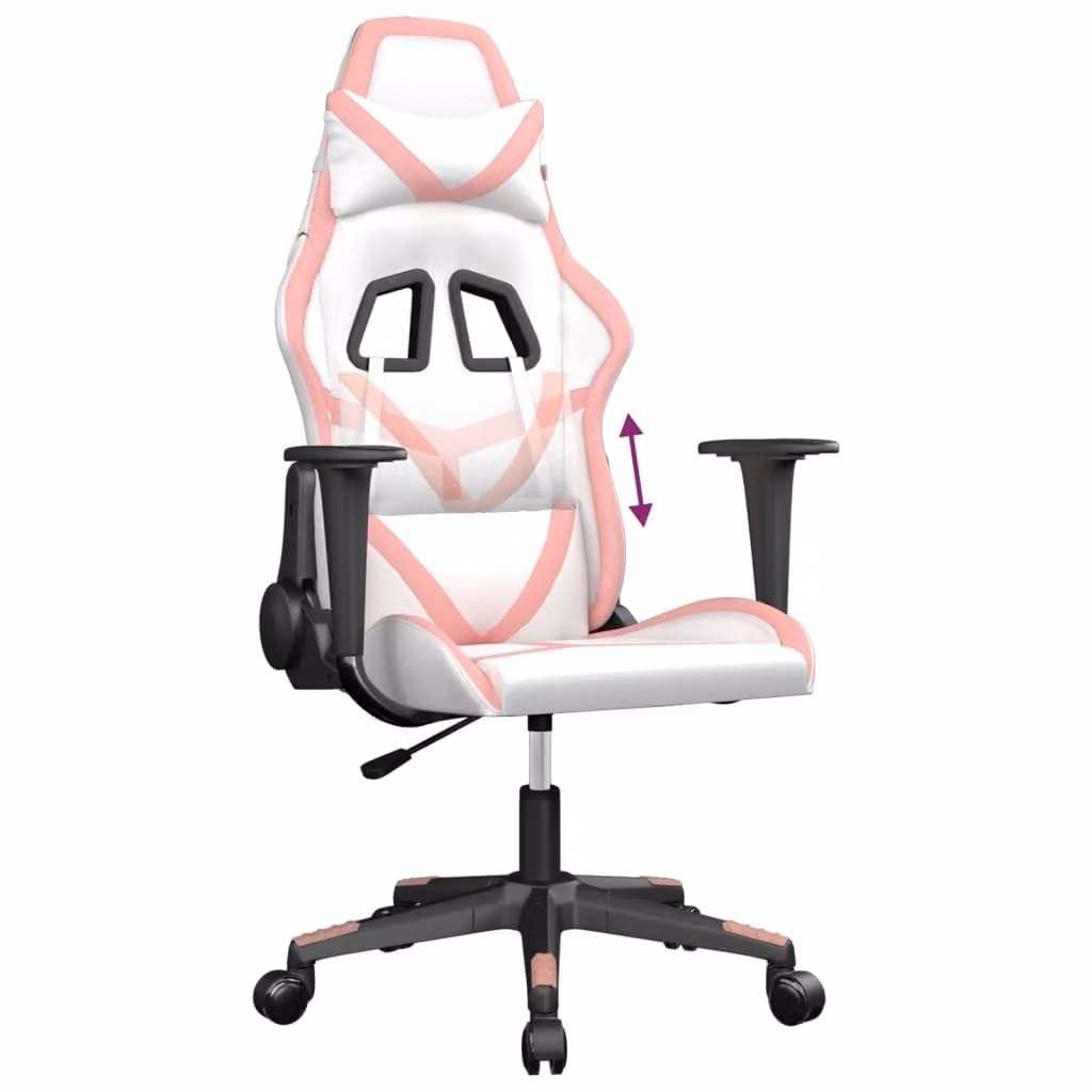 Sedia da Gaming Bianco e Rosa in Pelle finta