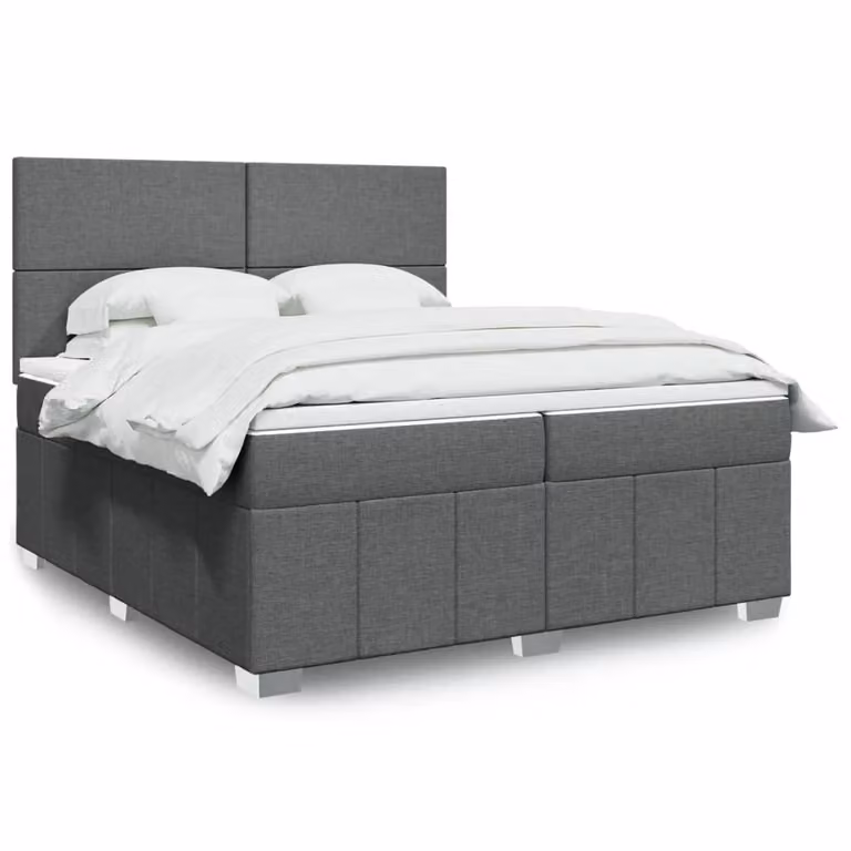 vidaXL Letto Ibrido con Materasso a Molle Insacchettate in Tessuto Grigio e Bianco 200x200 cm