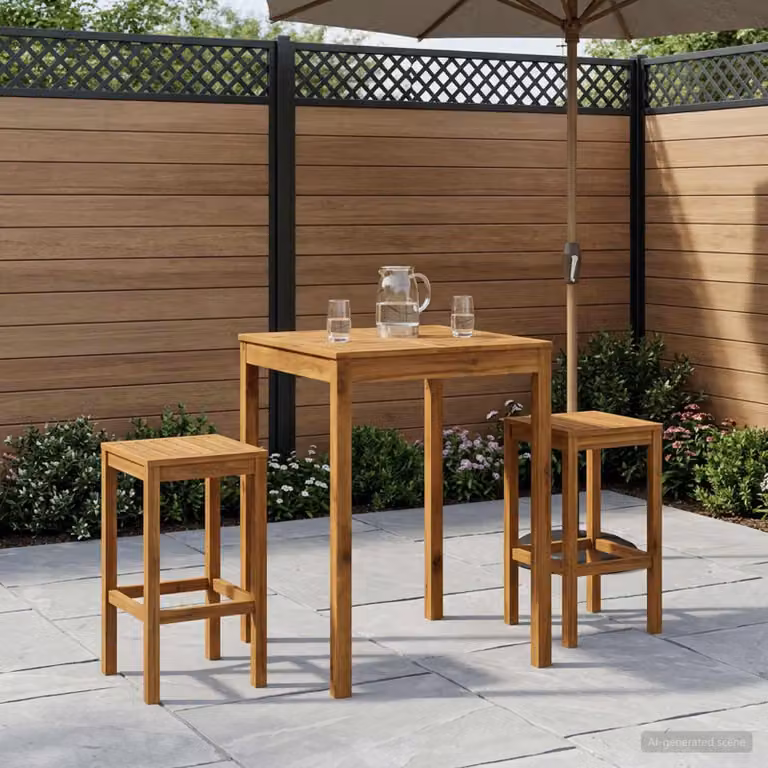 Tavolo da giardino in legno massello di acacia, naturale, dimensioni 80 x 80,5 x 105 cm