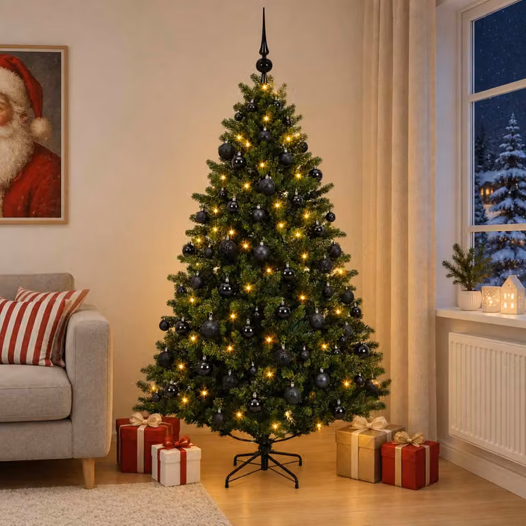 vidaXL Albero di Natale Artificiale con Palline 240 cm 300 LED