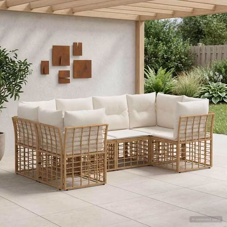 Maison Exclusive - Set da esterno per divano, 6 pezzi, in poliestere naturale