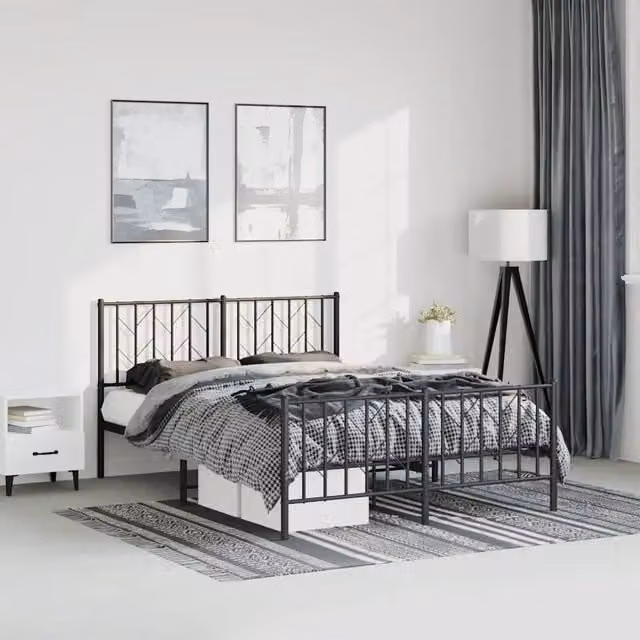 Giroletto vidaXL con testiera e pediera in metallo nero L/P/H: 150 x 200 cm