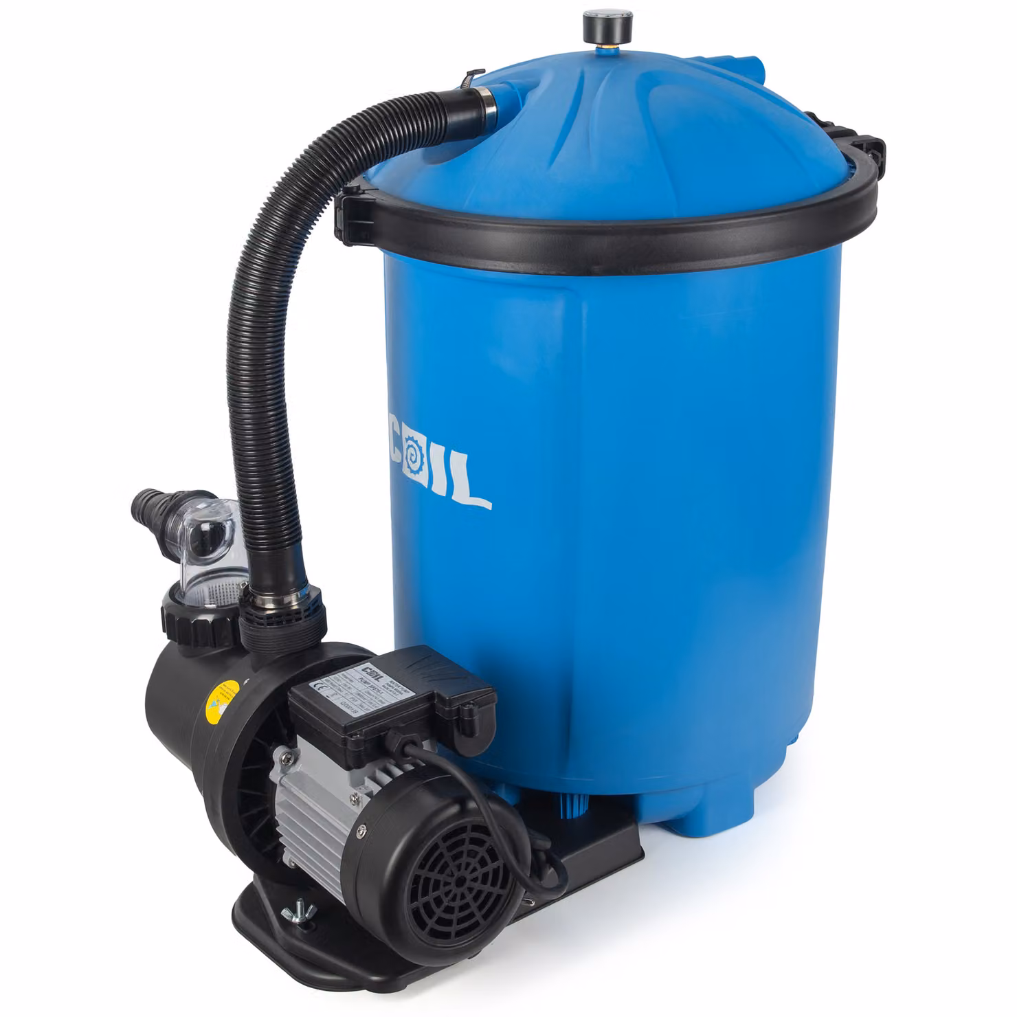 Pompa filtro COIL, pompa filtro a sabbia, sistema di filtraggio con pompa per piscina, 925 sfere filtranti, capacità serbatoio: 50 litri, consumo: 450 W, efficienza: 8500 l/h,