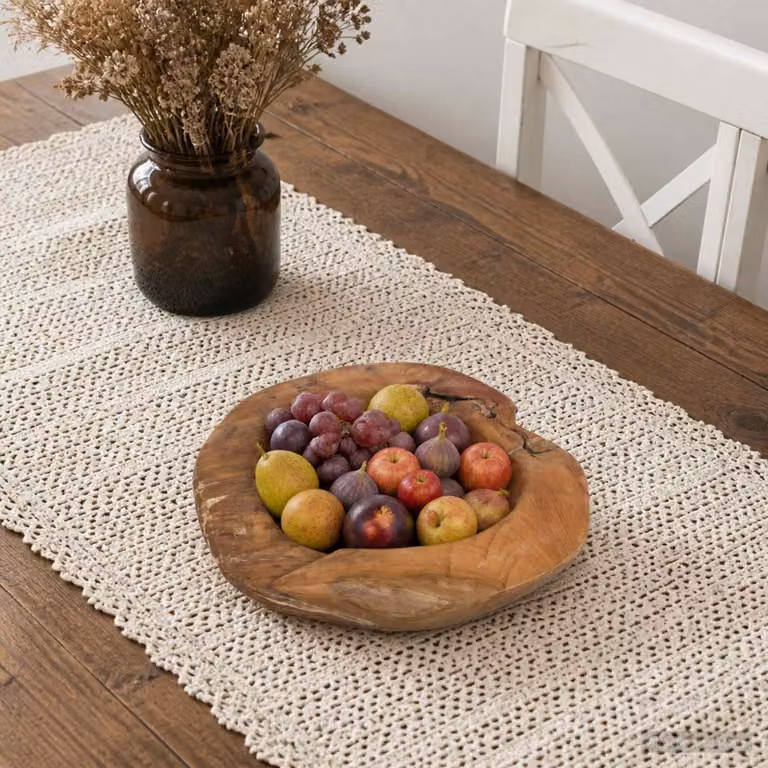 Portafrutta rotondo vidaXL JEPARA in legno di teak massello marrone Ø 40 cm