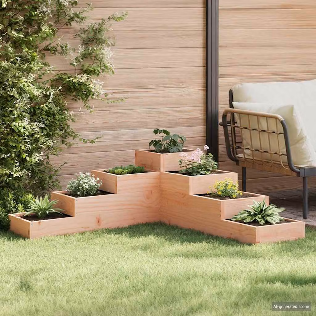 Fioriera da giardino vidaXL a 4 ripiani in legno massello Douglas marrone L: 106 cm, P: 36 cm, H: 104,5 cm