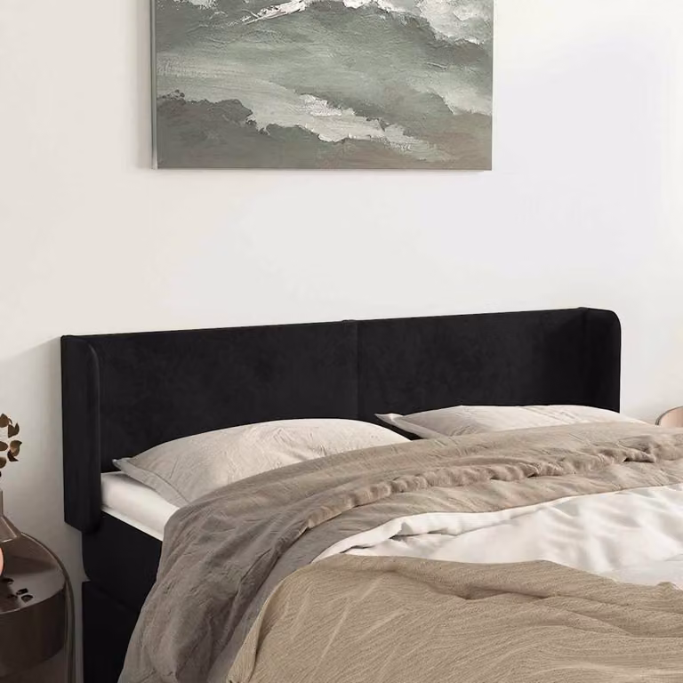 Testiera ad orecchio vidaXL in velluto nero L: 147 cm, P: 16 cm, H: 78-88 cm
