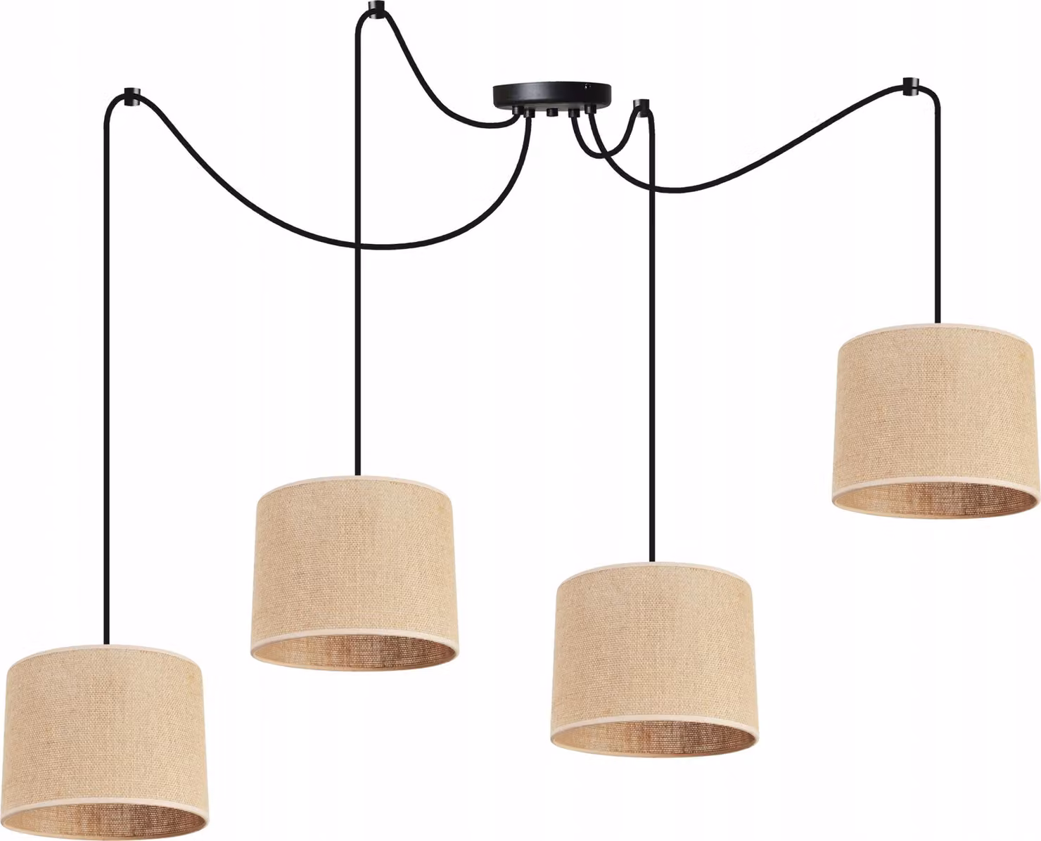 Juta Spider hanging lamp - lampada a sospensione a forma di ragno - lampada a ragno con 4 teste - lampada a sospensione in metallo e juta - Multi 20