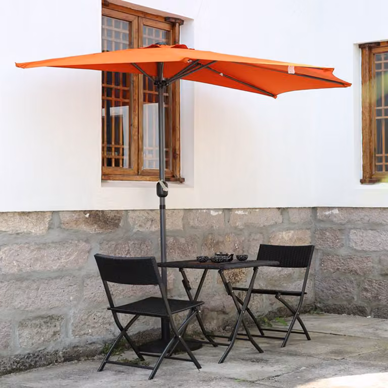 Angel Living 270cm Ombrellone mezzo tondo Alluminio e poliestere inossidabile (Terracotta)